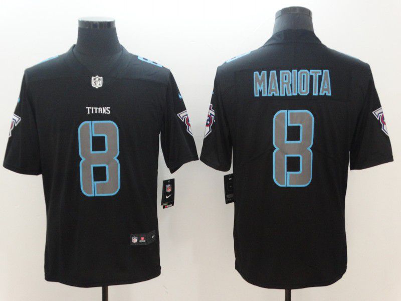 Men Tennessee Titans 8 Mariota Nike Fashion Impact Black Color Rush Limited NFL Jerseys
